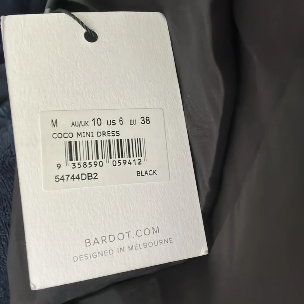 Women’s Bardot melbourne Medium black mini fitting stretch Dress New - Picture 6 of 6